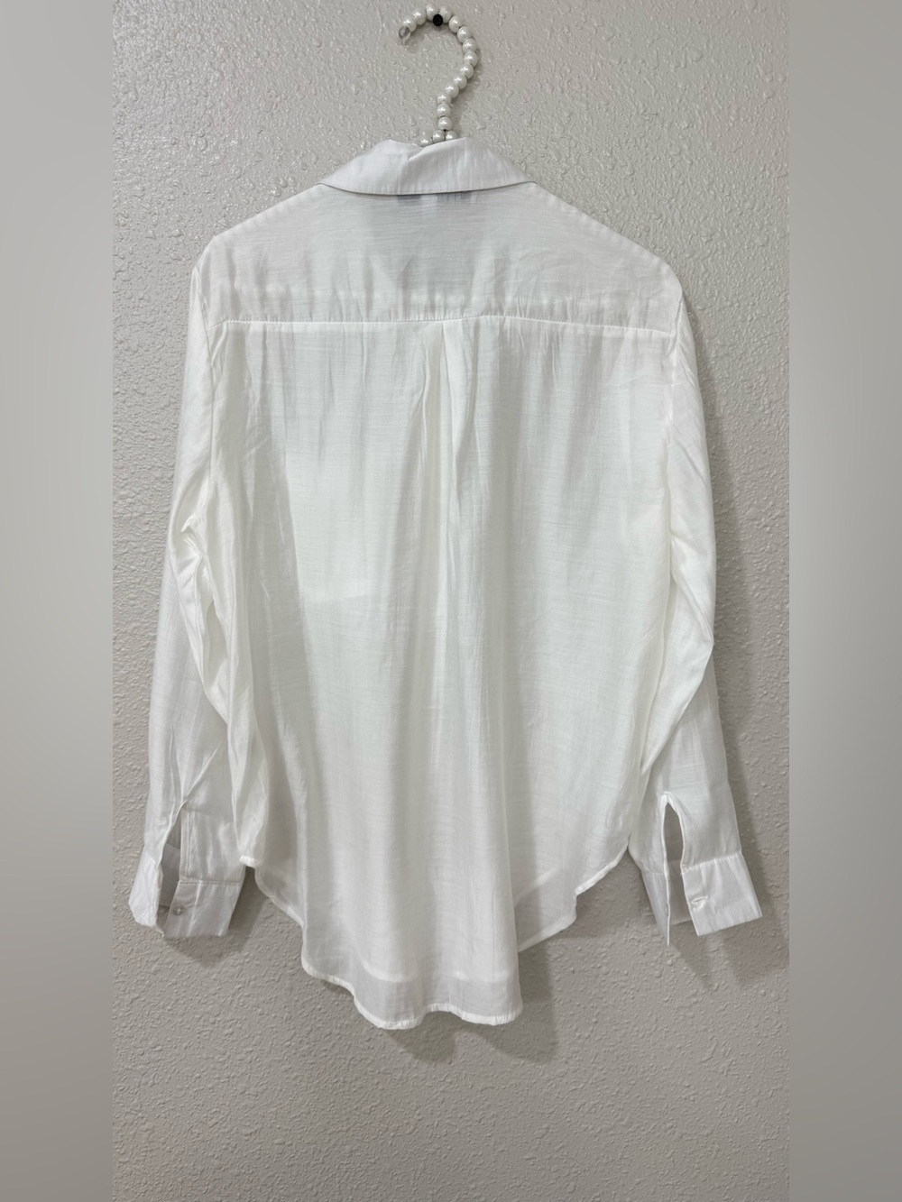 Sweet Rain Rhinestone Embellished White Button Down Shirt M Jeweled Blouse - Picture 5 of 8